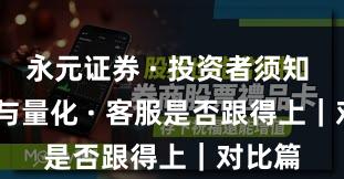 永元证券 · 投资者须知 · API与量化 · 客服是否跟得上｜对比篇