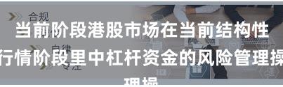当前阶段港股市场在当前结构性行情阶段里中杠杆资金的风险管理操